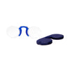 Stylish Binoptics NOOZ BLAU pince-nez reading glasses with clear lenses and blue accents, compact design for modern readers.