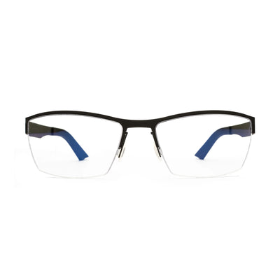 Titanium Man Eyeglasses Marvelous B8 BUTCH 03 03 with black and blue design, showcasing elegance and comfort.