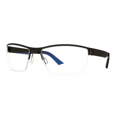 Titanium Man Eyeglasses Marvelous B8 BUTCH 03 03 with sleek black frame and blue accents, perfect for durability and style.