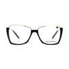 Women's Karl Lagerfeld KL 355 1 eyeglasses featuring a chic black and gold design, perfect for modern elegance.