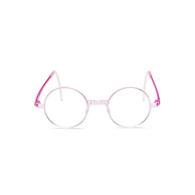 Swiss Flex SFR07 37 unisex eyeglasses in clear and pink, stylish and durable for kids' everyday use.