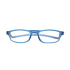 Front view of Clic products FLEXXL BLUE reading glasses with flexible blue frame for style and comfort.