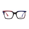 Unisex eyeglasses Genesis GV1546 4 featuring bold red, blue, and black design with modern square frames.