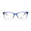 NIKE 5054 434 eyeglasses with a stylish blue and pink frame, featuring the Nike logo on the lens.