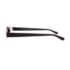 Side view of Duggert 6933 ROT reading glasses showcasing the vibrant red frame and sleek black temple design.