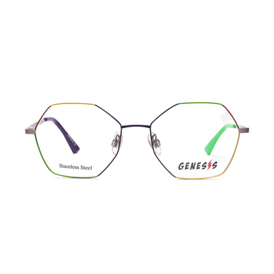 Genesis GV1550 4 women eyeglasses featuring bold colors and a modern octagonal design in stainless steel.