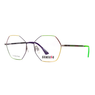 Genesis GV1550 4 women's eyeglasses featuring bold colors and modern octagonal design, crafted from stainless steel.