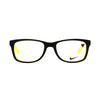 NIKE 5058 410 eyeglasses in black and yellow, featuring a modern design for style and comfort.