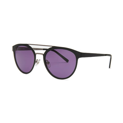 Stylish S.Oliver S99773 700 sunglasses with purple lenses and sleek black frame, offering luxury and UV protection.