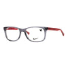 NIKE 5538 70 eyeglasses in gray and red, showcasing a modern design for style and comfort.