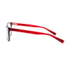 Side view of NIKE 5538 70 eyeglasses with sleek black frame and vibrant red temples for style and comfort.