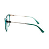 Stylish women's eyeglasses Karl Lagerfeld KL 6108 314, showcasing a chic turquoise rectangle frame from the side.