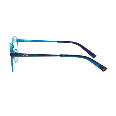 Side view of Die Wilden Kerle DWK55 193 kids eyeglasses in blue, designed for style and durability for active youngsters.