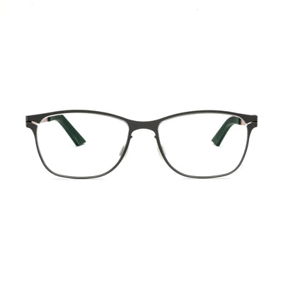 Front view of Marvelous GX6126 15 06 titanium women’s eyeglasses with a sleek design and green accents.