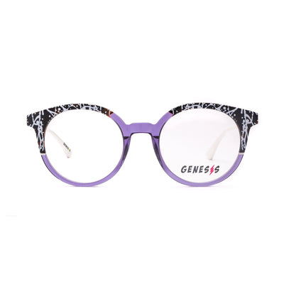 Genesis GV1563 1 woman eyeglasses featuring bold purple and black design, combining style and functionality.