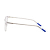 Side view of NIKE 5541 974 eyeglasses with clear frames and blue accents, designed for style and comfort.