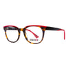 Unisex Genesis GV1575 2 eyeglasses featuring vibrant tortoiseshell frame and bold red accents.