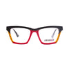 Genesis GV1577 2 unisex eyeglasses featuring bold red and yellow design for a stylish contemporary look.