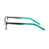 Side view of NIKE 5592 70 eyeglasses with sleek black and teal frame design for style and comfort.