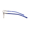 Side view of NIKE 6066 411 eyeglasses showcasing blue temple arms and contemporary lightweight design.