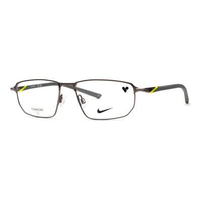 NIKE 6067 70 titanium eyeglasses in rectangular shape, features modern design and lightweight comfort for everyday wear.