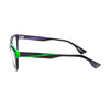 Side view of Genesis GV1599 3 women's eyeglasses featuring vibrant green and purple detailing for a stylish look.