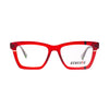 Bold red Genesis GV1607 3 eyeglasses for women, showcasing modern design and vibrant style.