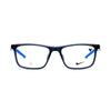 NIKE 7057 410 eyeglasses in navy blue, featuring modern design and lightweight frames for active individuals.