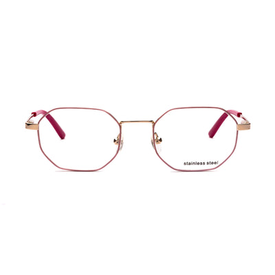 Kids eyeglasses Lillebi LB61 166 in pink and gold, made from durable stainless steel for style and comfort.