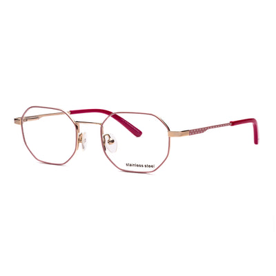 Kids eyeglasses Lillebi LB61 166 in pink and gold stainless steel, stylish and durable for everyday wear.