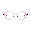 Kids eyeglasses Lillebi LB73 200 in stylish pink octagonal frame for durability and fashion. Perfect for young adventurers.