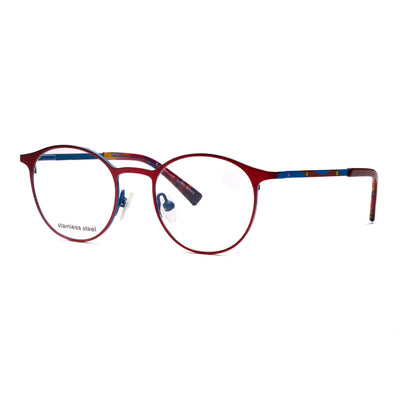 Kids eyeglasses Mia and me MIA05 15 featuring a stylish red frame and colorful stainless steel accents. Perfect for little adventurers.