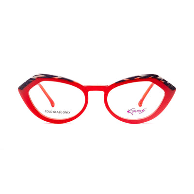 Kaos KK591 3 red cat-eye woman eyeglasses with bold design and stylish frame.
