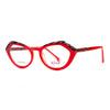 Kxos KK591 3 woman eyeglasses in vibrant red with stylish design and modern details.