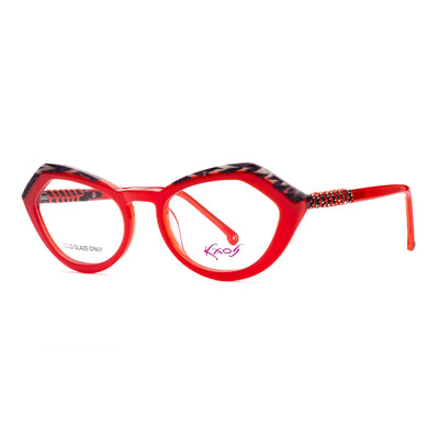 Kaos KK591 3 woman eyeglasses in vibrant red with stylish design and modern details.