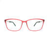 Stylish red titanium eyeglasses featuring a sleek design and lightweight comfort for women.