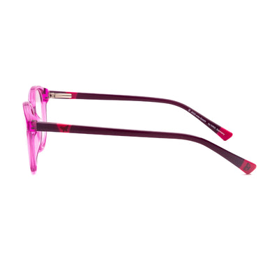 Side view of Mia and me MIA11 30 kids eyeglasses, featuring stylish pink frames and durable design for young adventurers.