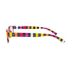 Colorful striped reading glasses side view, showcasing the unique design of I Need You CHAOT G56200.