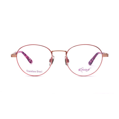 Stylish Kaos KKV470 4 woman eyeglasses with stainless steel frame and vibrant purple accents.