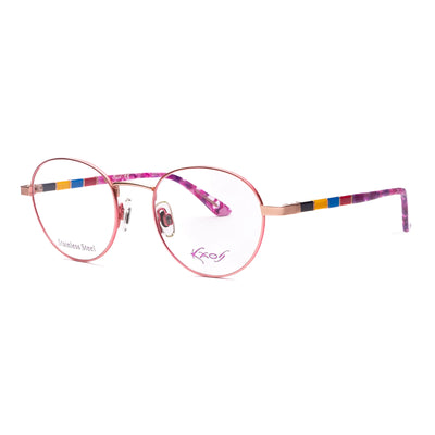 Pink and multicolored Kaos KKV470 4 eyeglasses showcasing modern design and stainless steel frame. Ideal for stylish women.