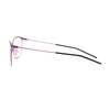 Side view of Marvelous RHEA 606 titanium eyeglasses with stylish purple frame and black temple arms.