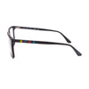 Side view of Kxos KKV513 eyeglasses featuring bold colors on a sleek black frame, highlighting modern design and style.