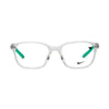 Stylish NIKE 7278 903 men's eyeglasses with clear frame and green accents, combining comfort and modern elegance.