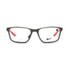 Men's NIKE 7405 34 eyeglasses with gray frame and red arms, blending style and functionality for everyday wear.