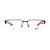 Men's NIKE 8054 6 eyeglasses with sleek design and red accent temples, ideal for modern lifestyles.