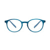 Classic round frame reading glasses in teal, blending vintage charm with modern optical technology.