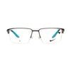 NIKE 8054 74 men's eyeglasses featuring a contemporary design with blue accents and a sleek black frame.