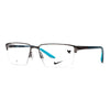 Nike 8054 74 men's eyeglasses showcasing a modern design with blue accents and a sleek black frame.