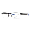 Men's NIKE 8138 8 eyeglasses in sporty black and blue design, featuring semi-rimless frame for comfort and style.