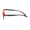 Side view of red and black Pricon KOALA 7542 reading glasses showcasing stylish frame design for comfortable reading.